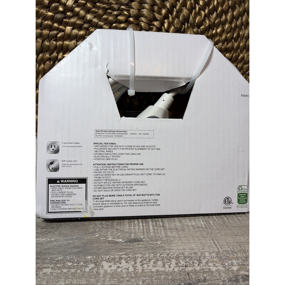 General‎ Electric 50 FEET 3-Outlet EZGrip Grounded Indoor-Outdoor Extension NEW - Picture 5 of 6